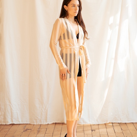 Vintage Beige Sheer Robe - Picture 4 of 5